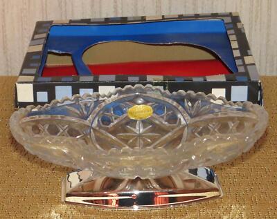 Bleikristall-Schale auf Chrom-Sockel * JR Riedel * in OVP * 18x12 cm groß