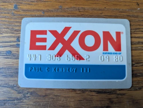 EXXON Credit Card 1980 gas station oil co texaco art paul kennedy carlsbad 92011
