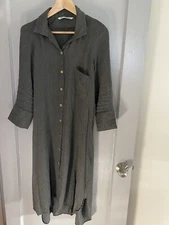 ZARA Button Down Hi Lo Shirt Dress Size S Charcoal Grey Viscose Comfy Minimalist