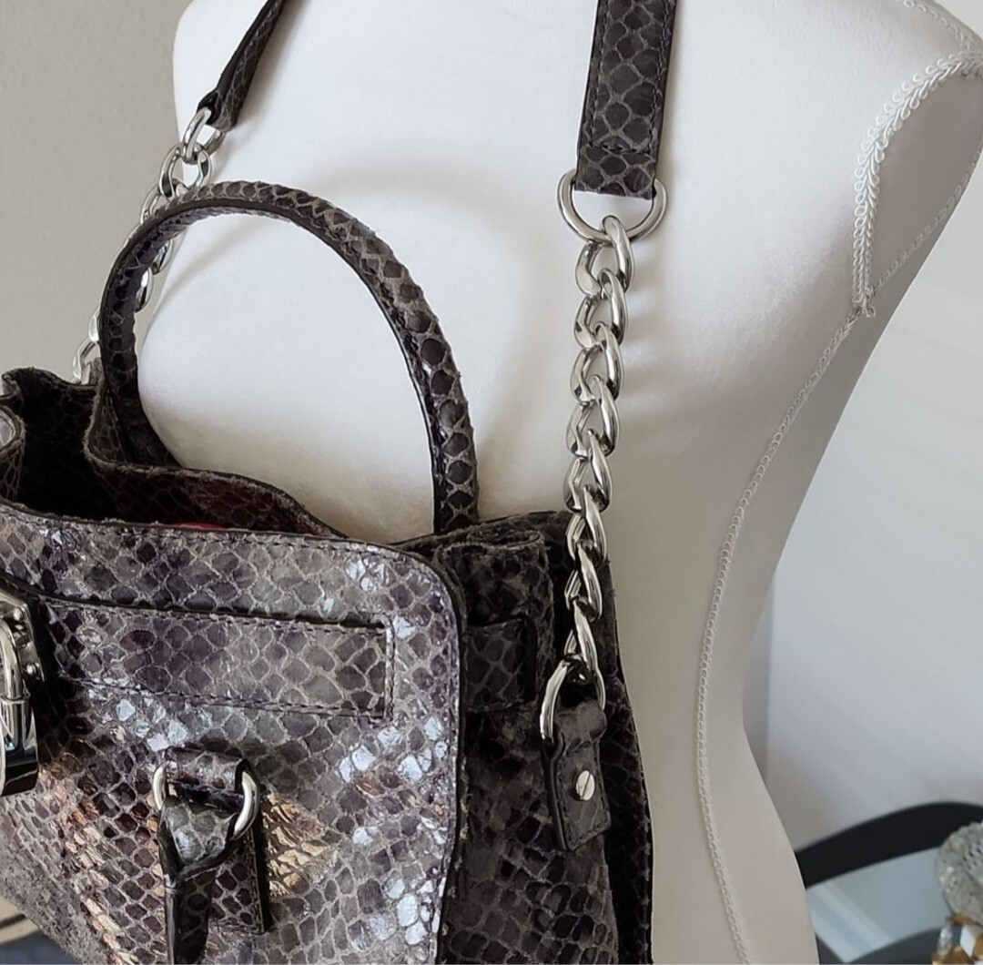 MICHAEL KORS Hamilton Dark Grey Python Snakeskin … - image 4