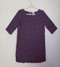 Gap Women Dress Small Navy Polka Dot Polyester 3/4 Sleeve Shift Knee Length