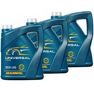 3x 5 Liter MANNOL 15W40 Motoröl Universal API SN/CH-4 für ältere Fahrzeuge Motor