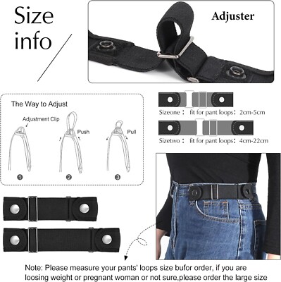 Elastic No Buckle Belt 2 Loop Adjustable Side Belt for Pants YBEATY 2 Pcs Men Elastic Belt 2 Loop No Buckle Invisible  main image 2