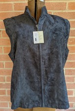 Montery Club Women's Vest  New Sz L Black Suede-feel Zip Up Vest