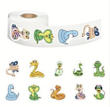 500 pcs Sticker Roll Various Cute Cartoon Snake Semi Gloss Self Adhesive NEW