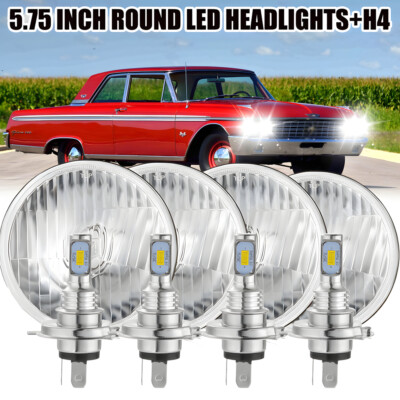 4pcs for 1962-1974 Ford Galaxie 500 5.75'' 5-3/4inch Round LED Headlights Upgrade