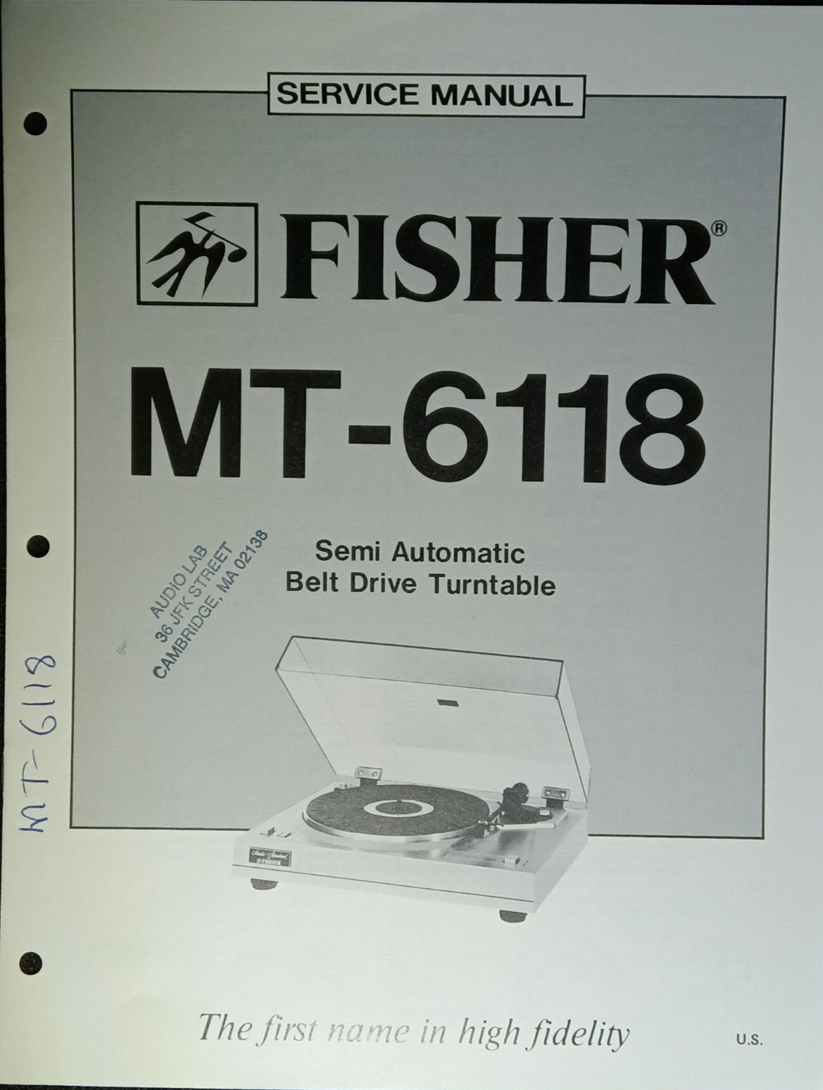 Fisher MT-6118 Semi Auto Stereo Turntable Service Manual Original