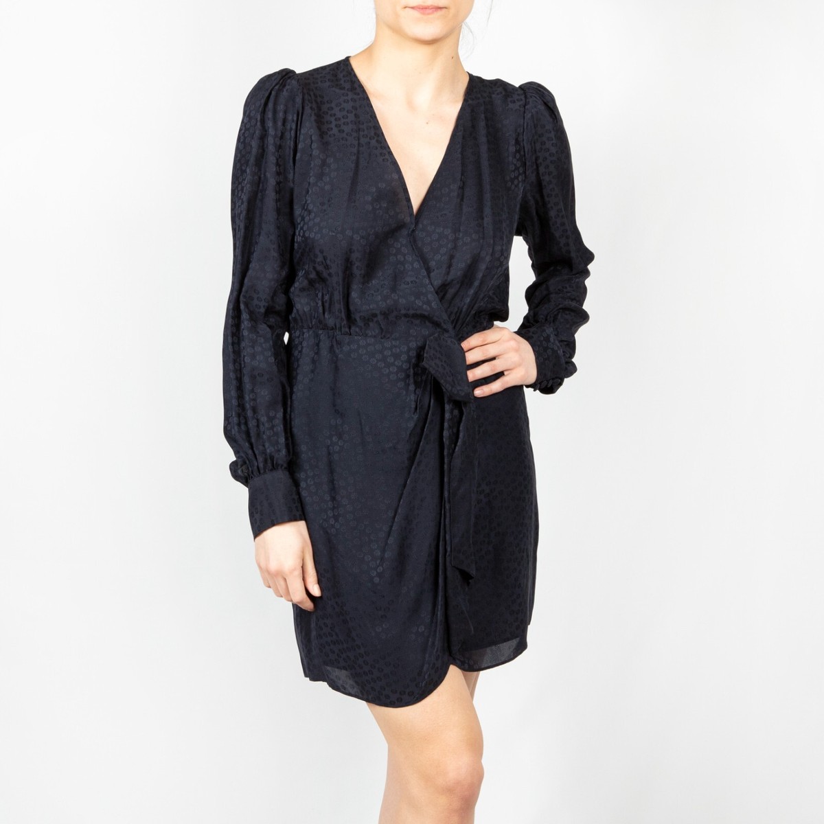 kooples silk dress Black Silk Ruffle Sleeve Dress