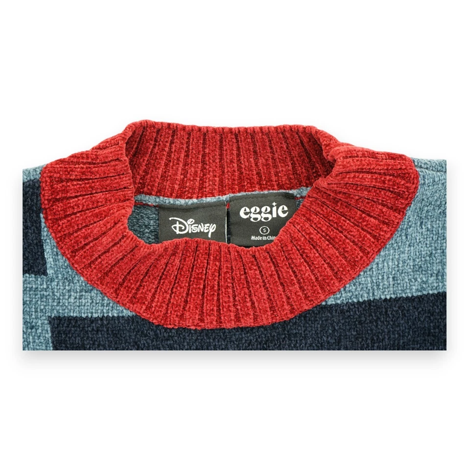 Suéter gráfico de malha Disney Eggie Mickey Mouse padrão listrado feminino tamanho P - Imagem 4 de 4