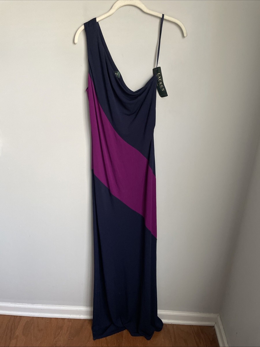 ralph lauren navy blue one shoulder dress Lauren Ralph Lauren Women's Navy Blue Asymmetric One Shoulder Dress Size 6