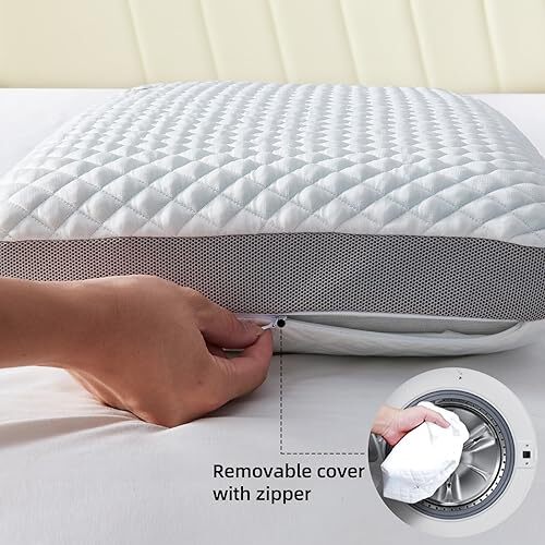 Standard Pillow Memory Foam, 4.3" Thick Pillow Side Sleeper, Ice Silk Cool Gel 