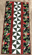 Handmade Quilted Table Runner/Topper 16 " x 34 1/2" Christmas Red,Green,white