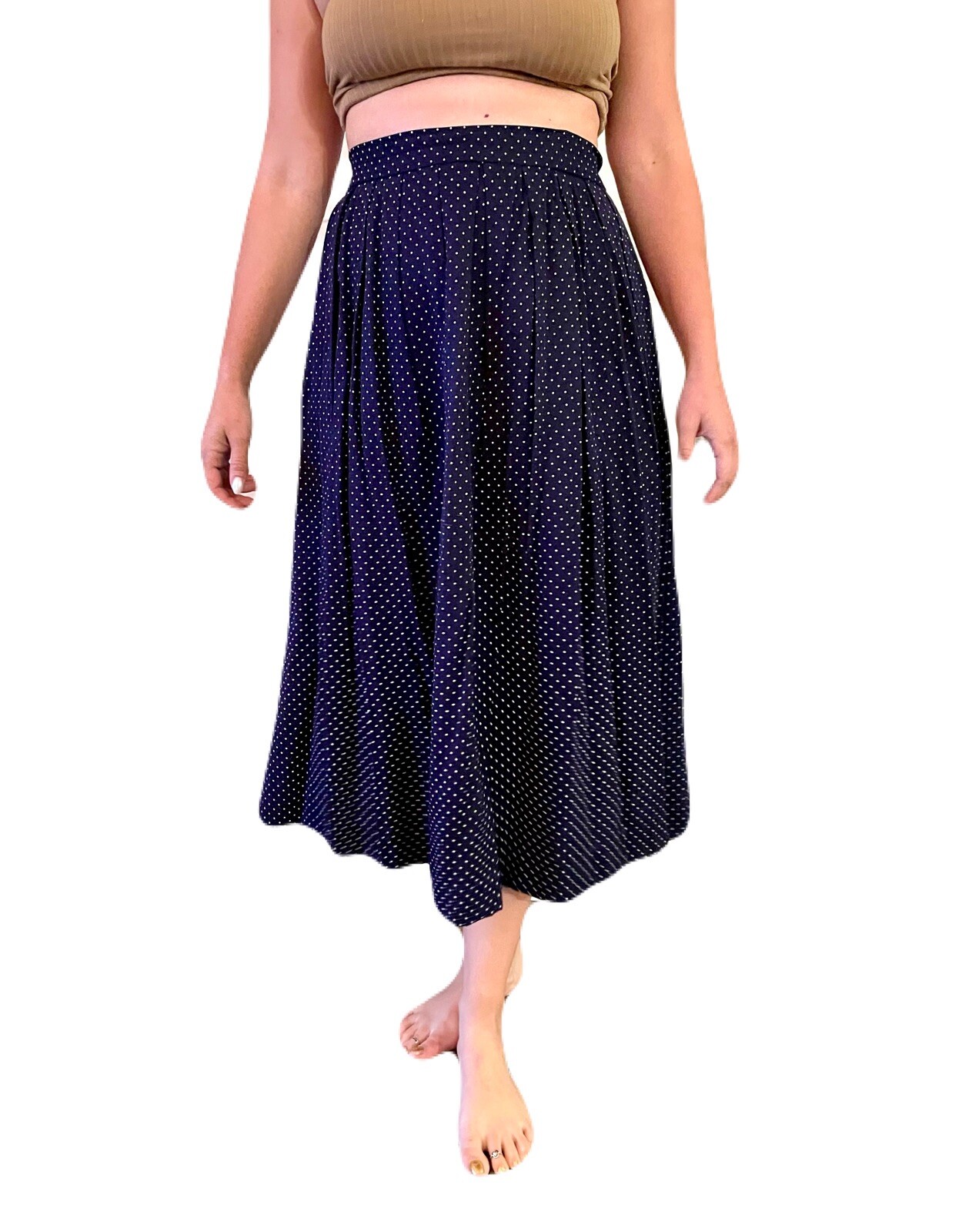 REAL Vintage Polka Dot Pleated Midi Skirt - VTG s… - image 2