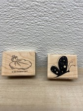 Stampin' Up Water Lilly And Butterfly Set Of 2 Wood Mounted Rubber Stamps