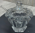 Baccarat Bretagne Crystal Mustard Jar Lid Spoon France Signed Condiments Vintage — photo 2