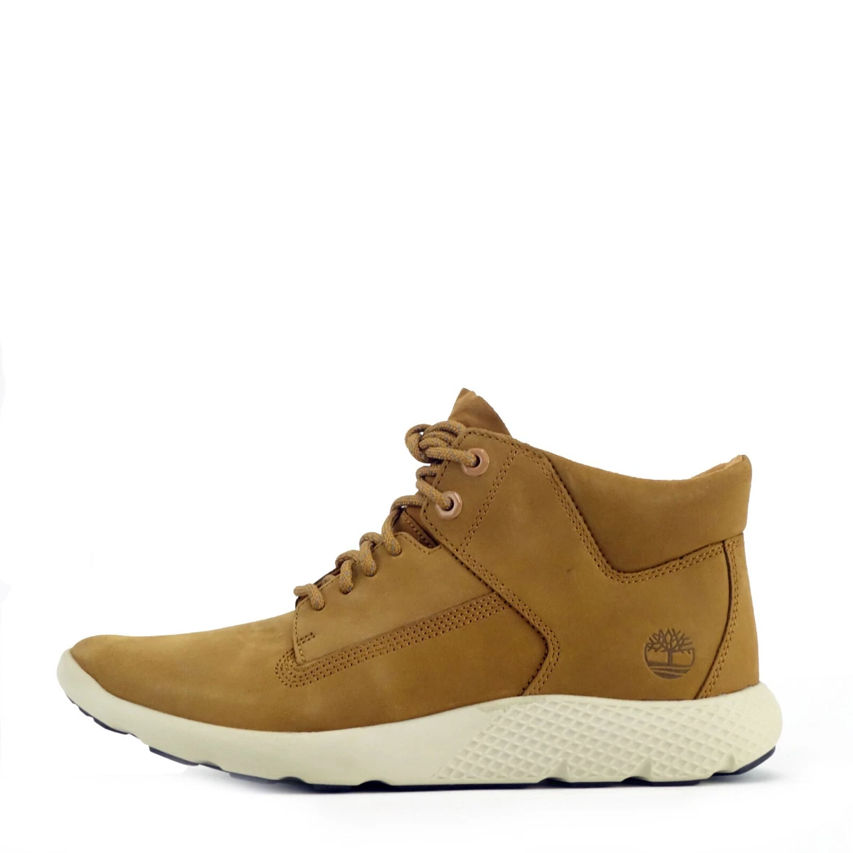 Timberland Flyroam Leather Mens Mid Chukka Boots Shoes in Wheat