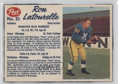 1962 Post Cereal CFL Ron Latourelle (hand-cut) #83 0f8