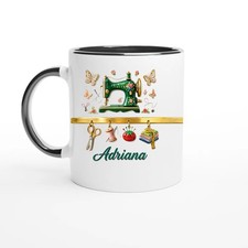 Máquina de coser personalizada taza de café nombre Adriana costurera acolchado personalizado