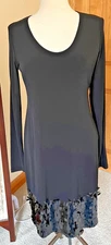 Calvin Klein Black Long Sleeve Dress 8 Flapper Style Rectangular Sequin Fringe