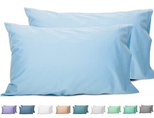King Pillowcases Set of 2, 100 Cotton King Pillow King 20"x40" Ashley Blue