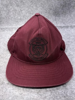 Vans Hat Cap Snap Back Mens One Size Red Twill Tiger Logo Adjustable Skate