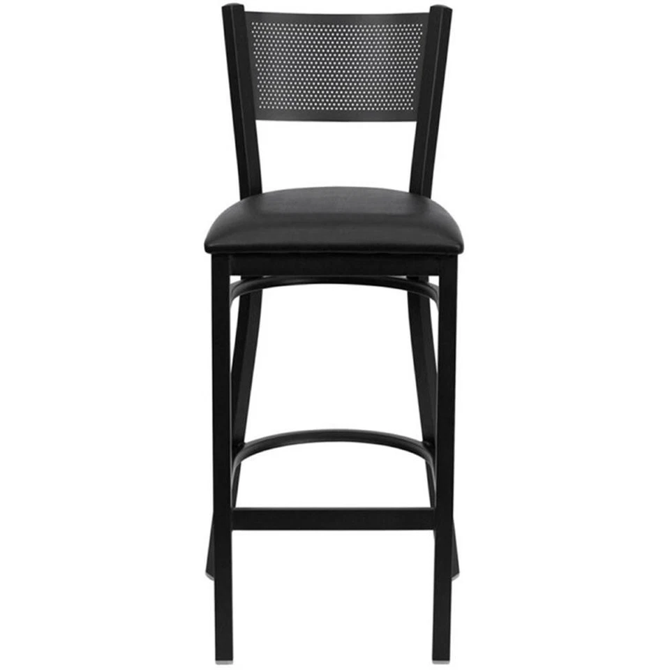 Flash Furniture Hercules Series 30" Grid Back Metal Bar in Black - Image 4 of 4