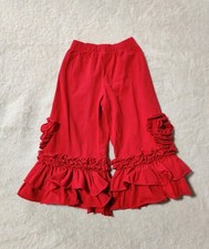 Peony Girls Red Ruffle Pants by Pixie Girl Big Ruffles Size 6 Boho Chic Casual