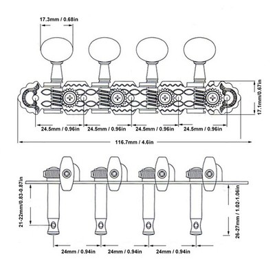 2PCS Mandolin Machine Head Tuning Pegs String Tuning Buttons Instrument Repl HPT