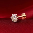 Round Natural Diamond Solitaire Screw Back Nose Pin Real 14K Yellow Gold #059 — photo 8