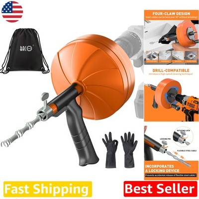 Orange 50ft Drain Auger - Professional Plumbing Snake, Manual/Powered Clog Tool