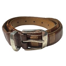 Vintage IRVINE PARK Genuine Leather XL Patchwork Lizard Belt Silver Buckle Men's