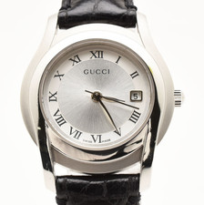 SALE Gucci 5500L Silver Dial Roman Date 27mm Quartz Women's Vintage Watch JAPAN