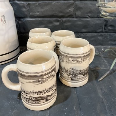 Beer Mug Stein Tankard Nurnburg Cityscape German American Wander Club set of  5 
