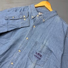 Vintage Red Oak LSU Tigers Collared Denim Shirt Blue Button Down Long Sleeve XXL