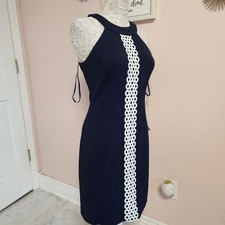 NWT Eliza J Navy Blue Halter Neck Circle shift dress adorb 4  JJJ27