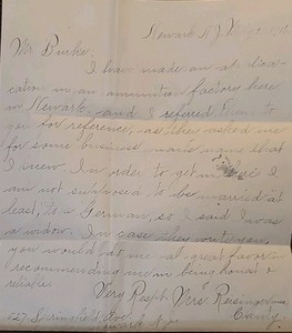 1916 Letter to Undertaker RE WWI Working Ammunition Factory Reference German NJ