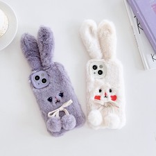 Girly Plush Case For iPhone Samsung Warm 3D Faux Plush Pet Fluffy Phone Covers