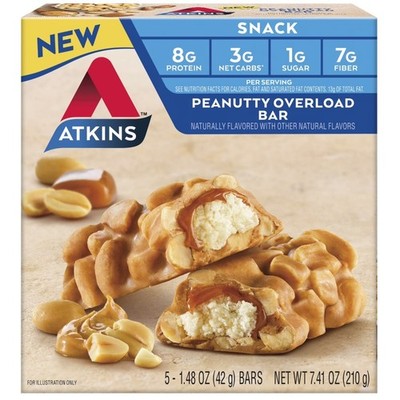 High Protein Snack Bars with , 8g Protein and 7g Fiber, Pack of 5 Bars