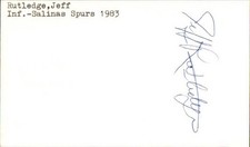 Jeff Rutledge Signed 3x5 Index Card Cut Travelers Autograph Den