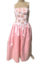 ESCADA Couture Strapless Sequin Embroidered Pink Long Gown Dress US 4 6 / DE 36