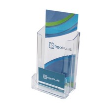 DIN lang Wandprospekthalter m. Visitenkartenhalter, Prospektständer, Flyerhalter