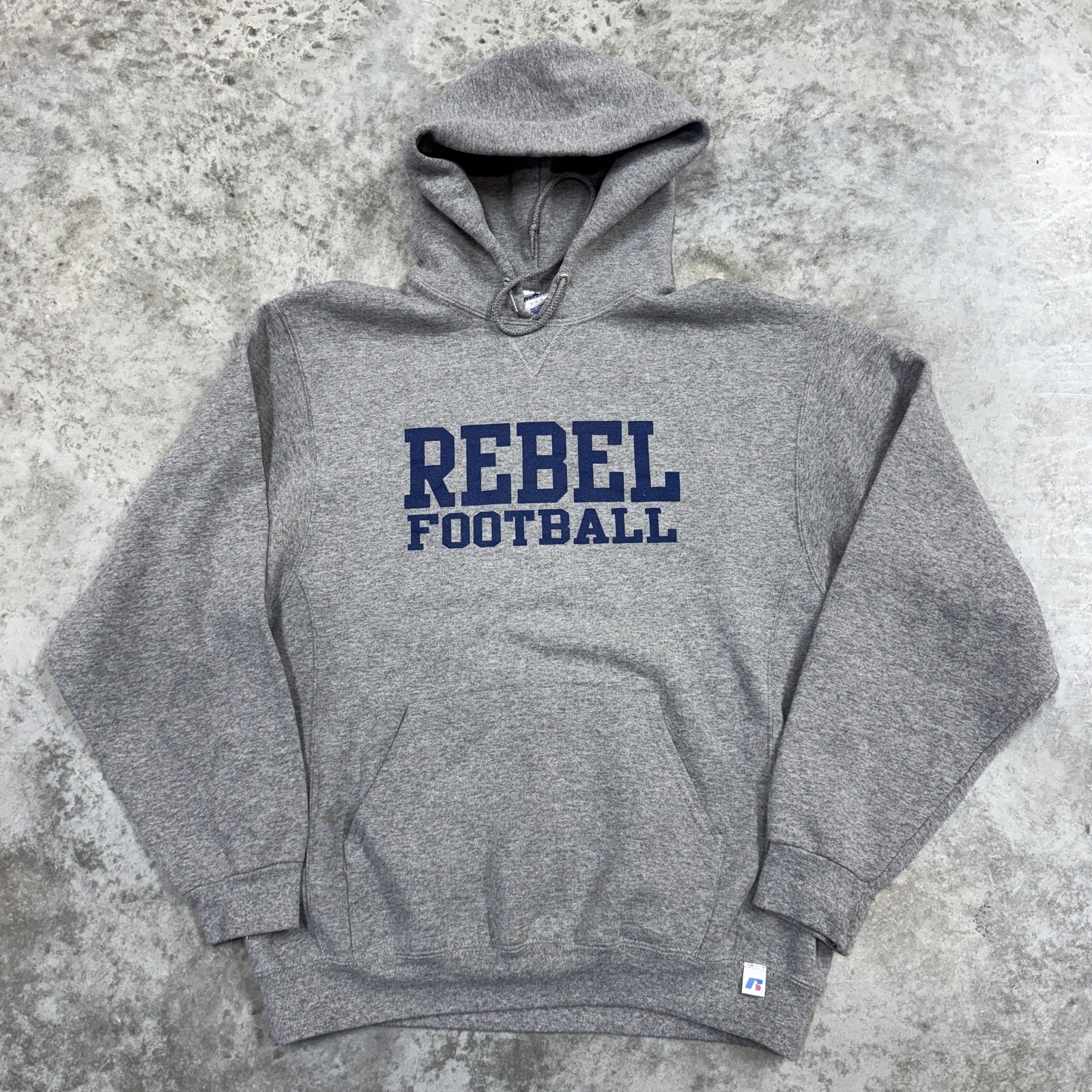 Russell Athletic Hoodie Mens Large Gray Rebel Football Pullover Fleece Graphic