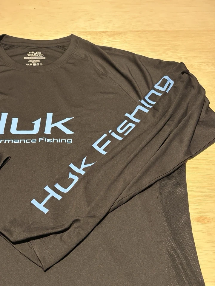 Camisa de Pesca Huk Performance Hombres XL Manga Larga Negra Camisa Exterior XL NUEVA CON ETIQUETAS Foto 3 de 4