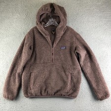 Patagonia Los Gatos Hooded Fleece Pullover Women Medium Brown 1/2 Zip Sherpa