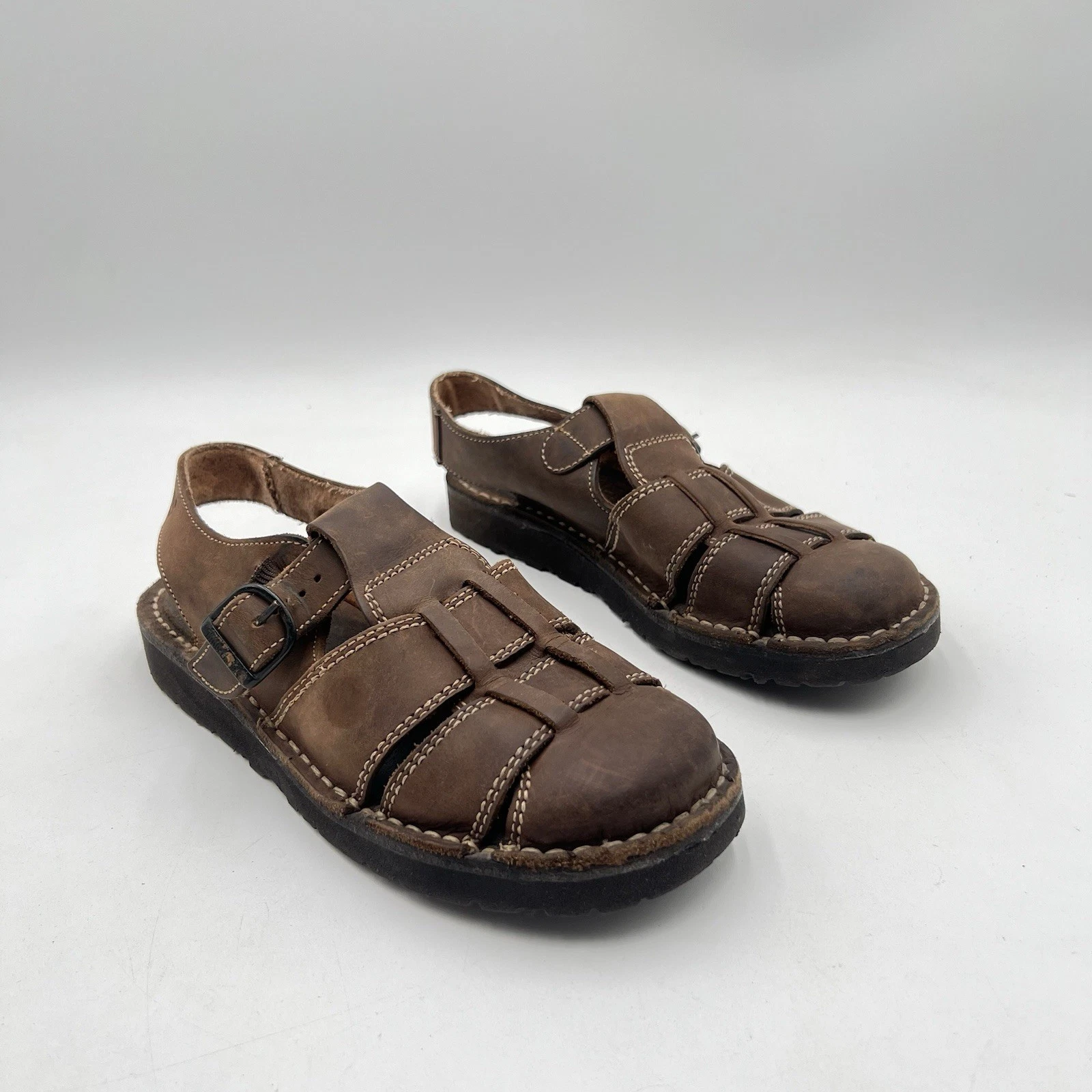 Timberland Sandali Uomo 7 5M Pescatore Gancio Marrone Cinturino Regolabile Punta Aperta