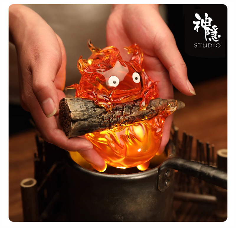 Anime Howl's Moving Castle Calcifer Resin H21cm Statue Model LED Collection Gift