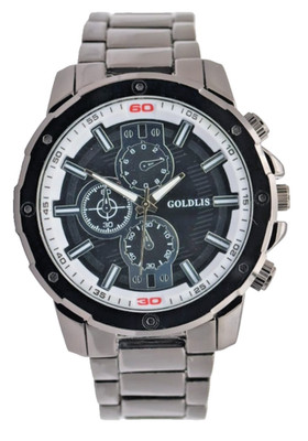 GOLDLIS HERRENUHR IM CHRONO-LOOK QUARZ ANALOG SCHWARZ FARBEN 50MM NEU