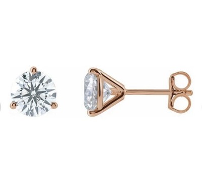 2 Karat runde Brillant Lab Grown Diamant Ohrstecker 14K Roségold