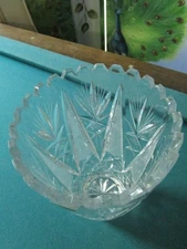 American Brilliant Era Bowl Crystal Hand Cut  3 1/2 X 8"