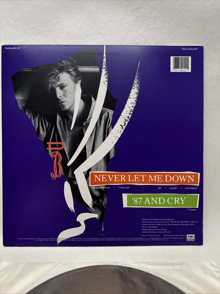 David Bowie “Never Let Me Down ‘87 And Cry” Single 12” Vinyl 33 LP Dance Remix - Image 2 of 4